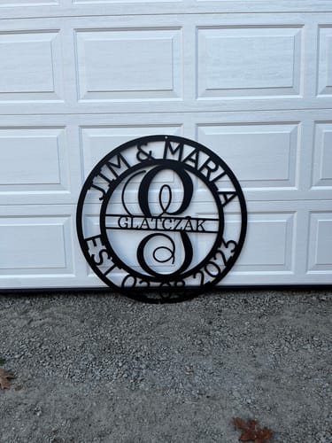 Customer photo review of Elaborate Name - Steel Sign