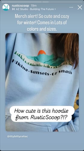 Customer photo review of Hiking Sunsets GF Snacks- Hoodie