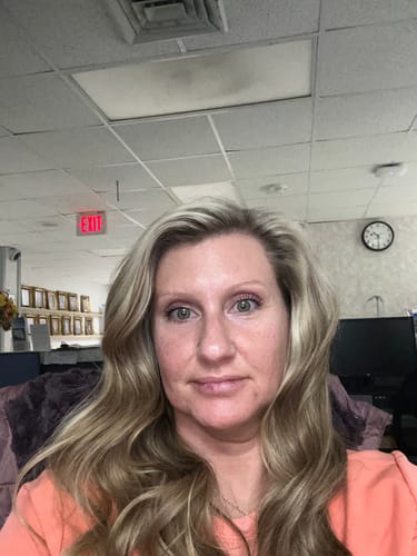 Reviewer's selfie showing clear facial skin after using the Grass Fed Tallow & Honey Balm.