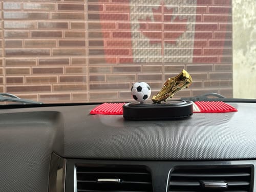 Customer photo review of Solar Powered Soccer-Themed Car Air Freshener