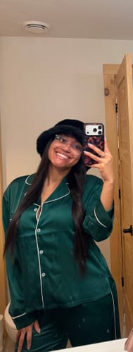 Customer photo review of Emerald Green Satin Pajama Set