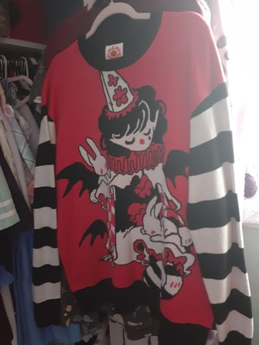 Customer photo review of Vampire Clown Sweater PREORDER