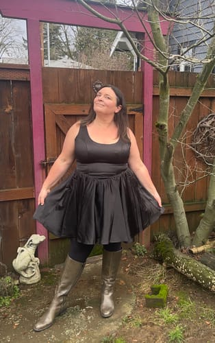 Customer photo review of Satin Coquette Dress in Black - MINI - Vixen by Micheline Pitt