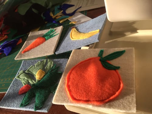 Customer photo review of Craft-A-Mystery 100% Wool Craft Felt Grab Bag - 5" x 5" Square Sheets - FINAL SALE