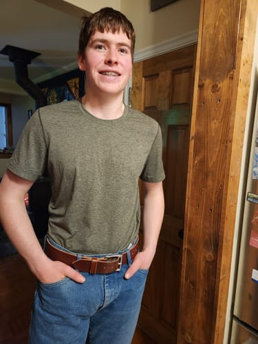 Customer photo review of The Man Belt – 1¾″ Heavy-Duty Leather Work Belt (Rich Brown)