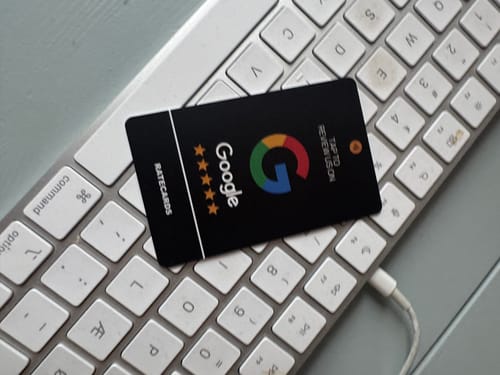 Customer photo review of RATECARDS™ - Google Review Card Premium Black