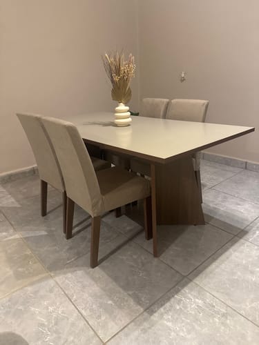 Customer photo review of Juego de Comedor Encimera de Madera 4 Sillas Marrón/Crema/Imperial April