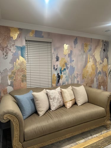 Customer photo review of "Emily" Wallpaper | Blue, Cream, Gray Design | Oversized Wall Mural By Vivian Ferne