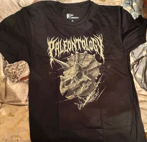 Customer photo review of Metal Triceratops Skull & Chains T-Shirt