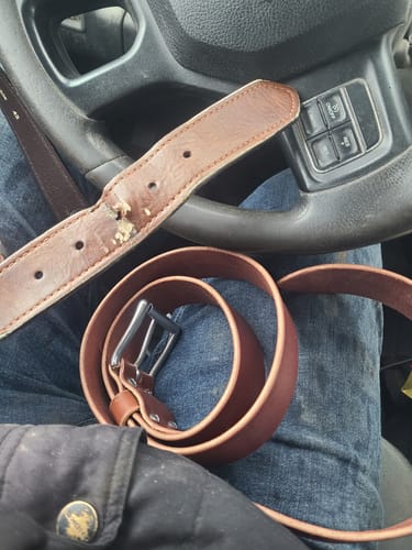 Customer photo review of Original Heritage Leather Work Belt – 1½″ (Rich Brown)