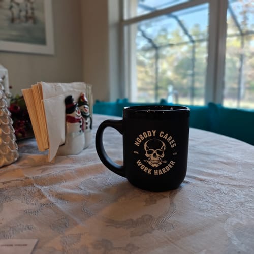 Customer photo review of NOBODY CARES MUG