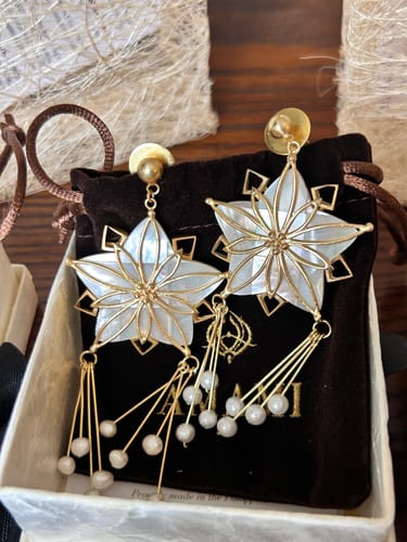 Customer photo review of Golden Parol Shell Earrings