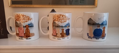 Customer photo review of People and Pets Mug - Chose Dogs, Cats, Men, Women & Message - Live Preview