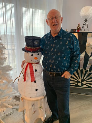 Customer photo review of Men's Christmas Tree Elk Print Breathable Navy Blue Long Sleeve Shirt