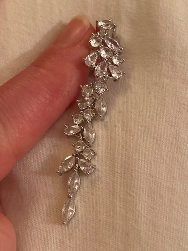 Customer photo review of Cascade Chandelier Clip On Earrings in Silver