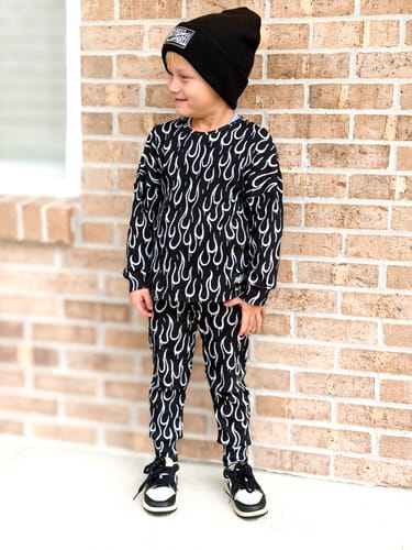 Customer photo review of Organic Ribbed Set in Fuego