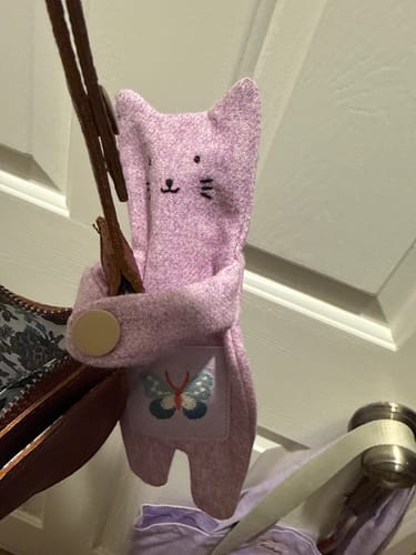 Customer photo review of Hugging Cat Zipper Pouch — Handmade Bag Charm