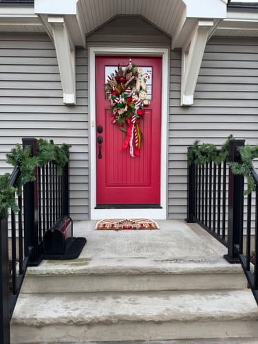 Customer photo review of Gingerbread Cookie Stack Christmas Wreath - RED & GREEN