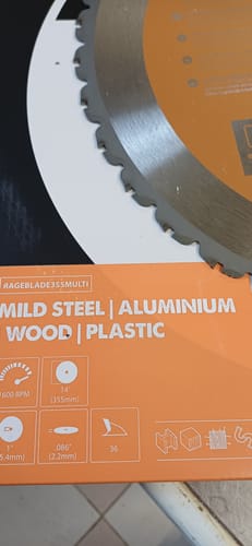 Customer photo review of Lame multi-matériaux TCT 355mm Evolution 36 dents alésage 25,4mm pour scie à tronçonner