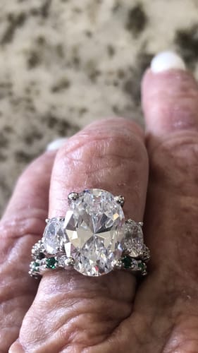 Customer photo review of Emerald-Green Pave CZ Eternity Ring in Sterling Silver