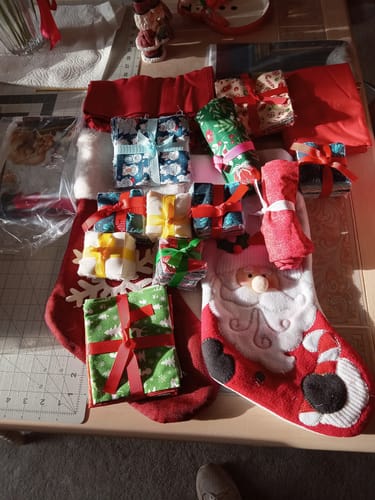 Customer photo review of "Spoil Me" Stuffed Quilt Stocking