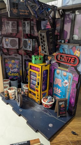 Customer photo review of Neo Ramen MiniAlley – A Cyberpunk DIY Diorama Booknook (Ship Early FEB 2026)