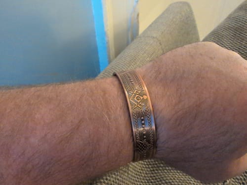 Customer photo review of Mens Masonic Bangle Pure Copper Bracelet - Magnetic