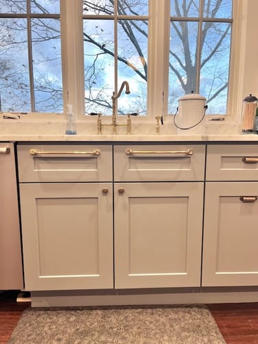 Customer photo review of Serene Cabinet Pulls - Unlacquered Brass Polished