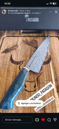 Customer photo review of Cuchillo Parrillero Acero Damasco 67 capas hoja 19 cm - LAGUNA