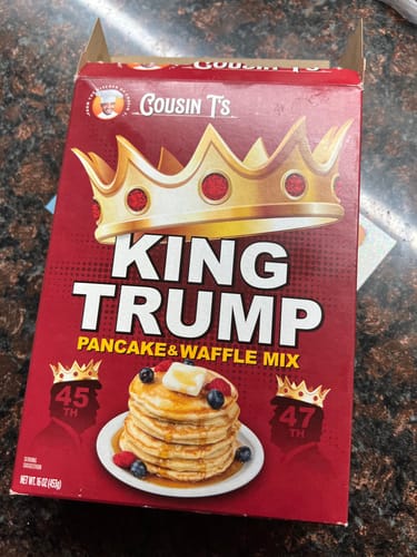 Customer photo review of Cousin T's Gourmet King Trump Pancake & Waffle Mix