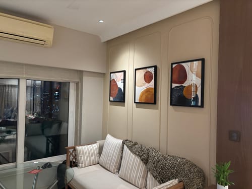 Customer photo review of Set Of 3 Abstract Art, Terracotta Navy Blue Burnt Orange, Abstract Painting Set