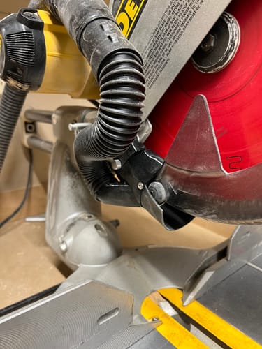 Customer photo review of Dewalt DW708 Sliding Miter Saw Dust Collection Chute