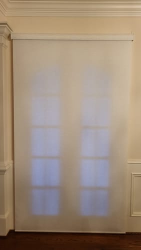 Customer photo review of SmartWings Motorized Light Filtering Roller Shades 70% Blackout Linen