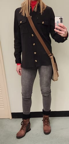 Customer photo review of Spencer Tall Waffle Button-Up - Black