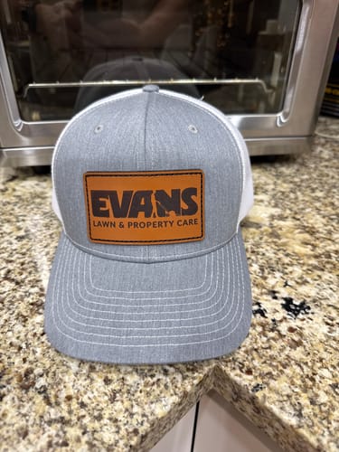 Customer photo review of Richardson 112 Genuine Leather Patch Hats Laser Engraved