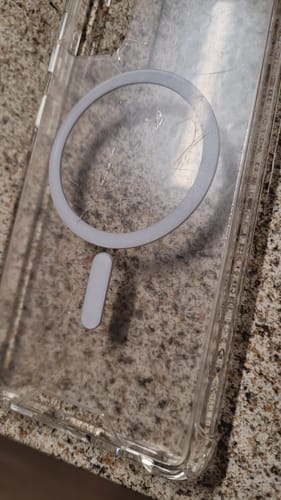 Customer's MagCase Clear on a counter, showing the thin protective film peeling away from the case.