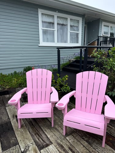 Customer photo review of Alpine Adirondack Chair - Pink - Twin Pack