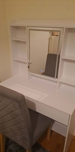 Customer photo review of Τραπέζι Μπουντουάρ Μακιγιάζ Tουαλέτας Κρεβατοκάμαρας Καθρέφτης Με Ντουλάπι Λευκό με Φωτισμό LED Ρυθμιζόμενη Φωτεινότητα RD-T123T14
