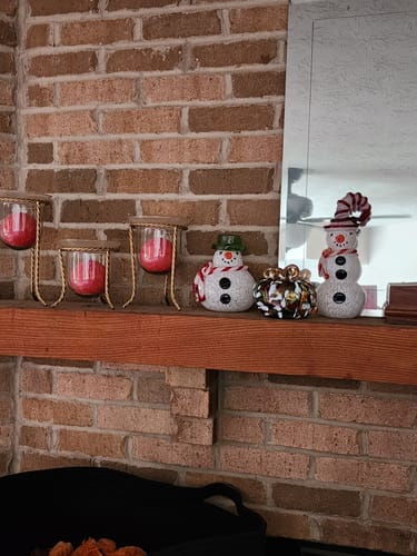 Customer photo review of Blown Glass Snowman - Red Striped Hat