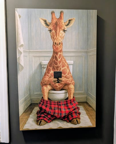Customer photo review of Giraffe On The Phone On The Toilet
