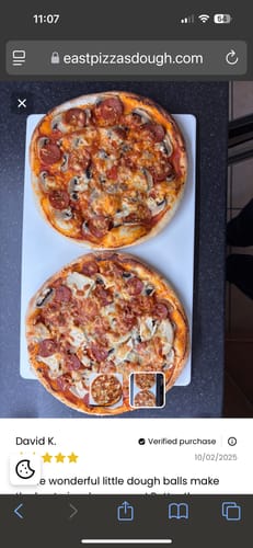 Customer photo review of Sourdough Pizza Dough Balls (Frozen)