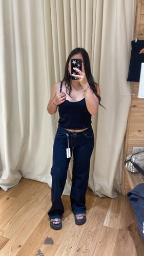 Customer photo review of Pantalón Plisado Low Rise Blue