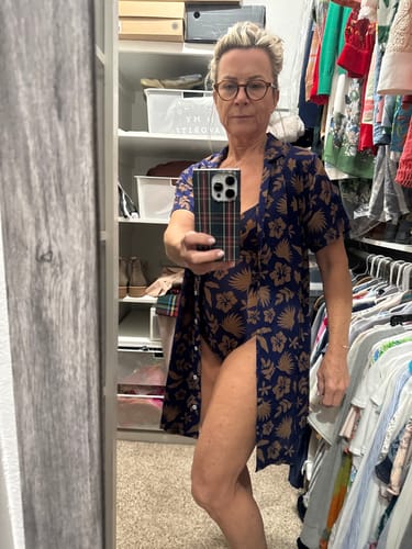 Customer photo review of Aloha Shirt Dress - Deep Blue