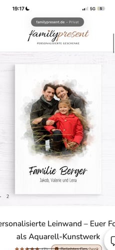 Customer photo review of Personalisierte Leinwand – Euer Foto als Aquarell-Kunstwerk