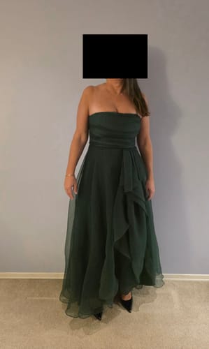 Customer photo review of Teresa Organza Gown in Green by Theia Couture - RENTAL
