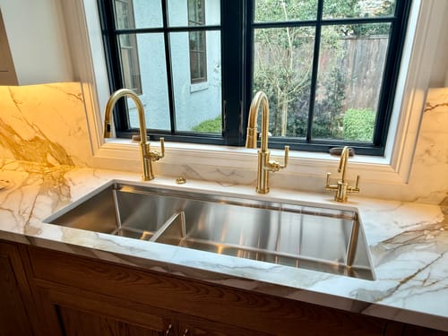 Customer photo review of 46" Large Workstation Kitchen Sink - Double Bowl Sink - Reversible (5LD46c)