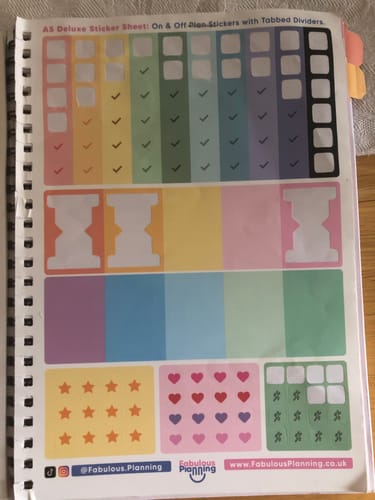 Customer photo review of Deluxe On & Off Plan Tab Stickers
