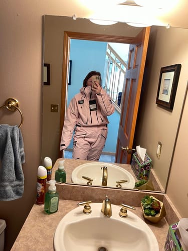 Customer photo review of Women Outdoor Hooded Ski Suits Winter One Piece Snowsuits Jumpsuits