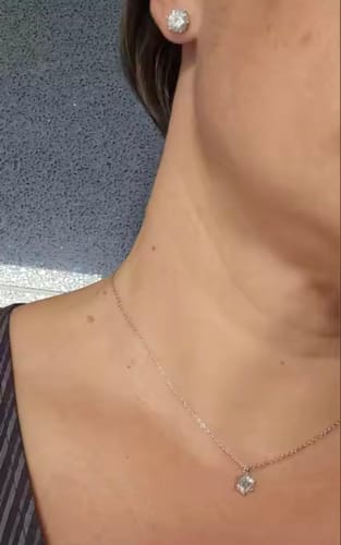 Customer photo review of Stardust Moissanite Solitare Necklace Pendant
