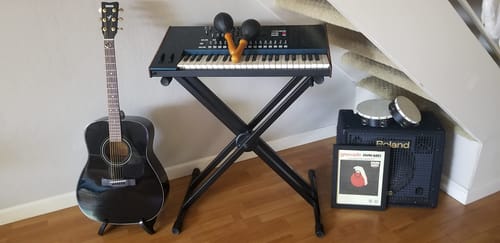 Customer photo review of BunnyNest Folding Guitar Stand – Lightweight, Portable, & Universal for Acoustic, Electric, and Bass Guitars